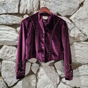 Equestrian RanchWear Cowgirl Purple Cropped Velvet Studded Jacket Women’s M